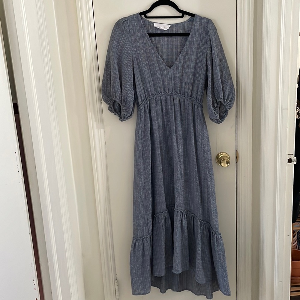 Blue Maxi Dress V Neck Small
